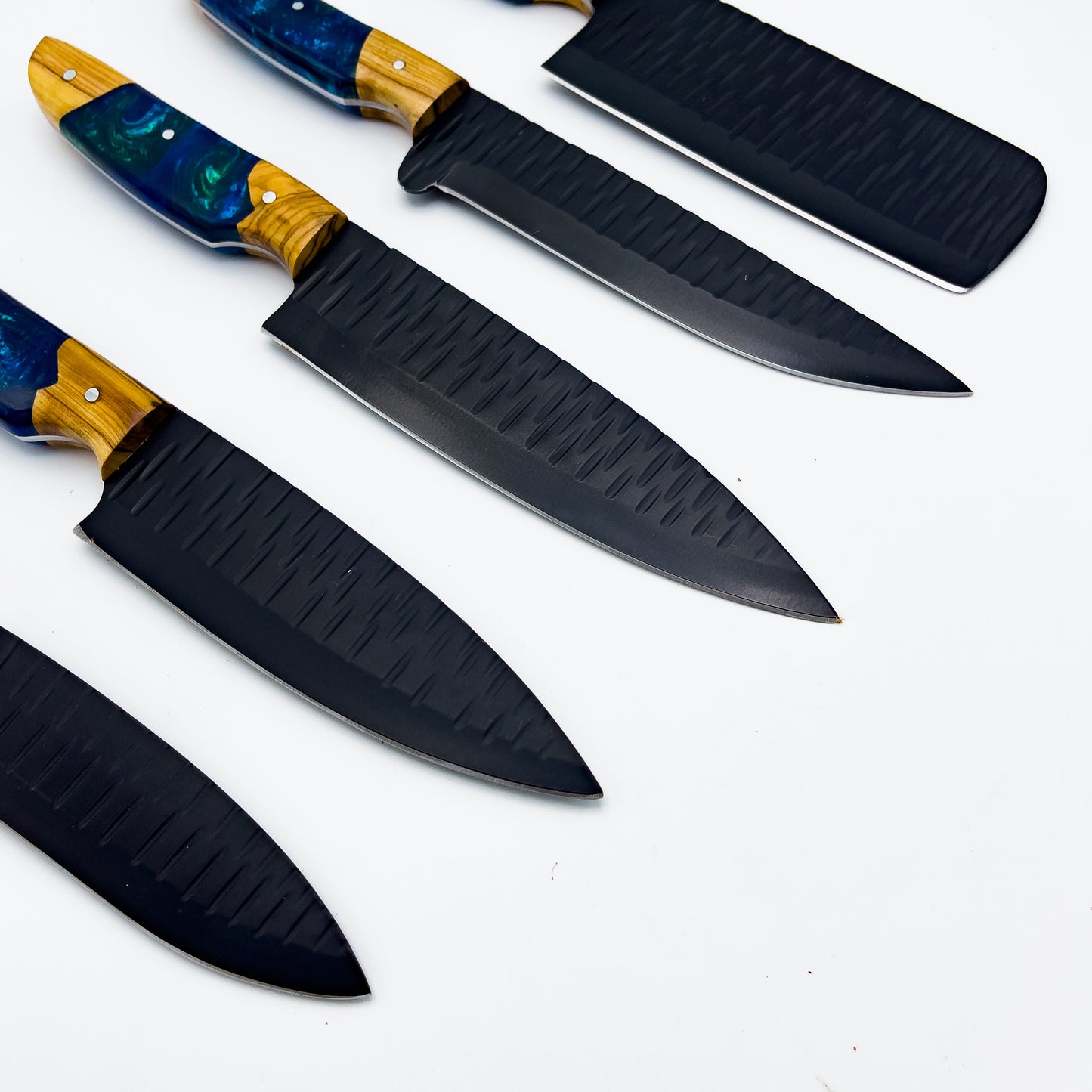 5 Piece Chef Set with resin handle and leather sheath